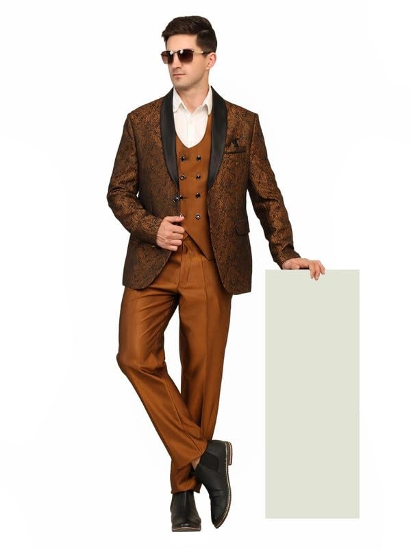 Three-Piece Suit Set for Men - Stylish Coat, Pant&Vest Combo-Perfect for Formal Events, Weddings&Business Meetings -Versatile&Premium Fabric for Comfort and Style_ Brown_38 - Image 4