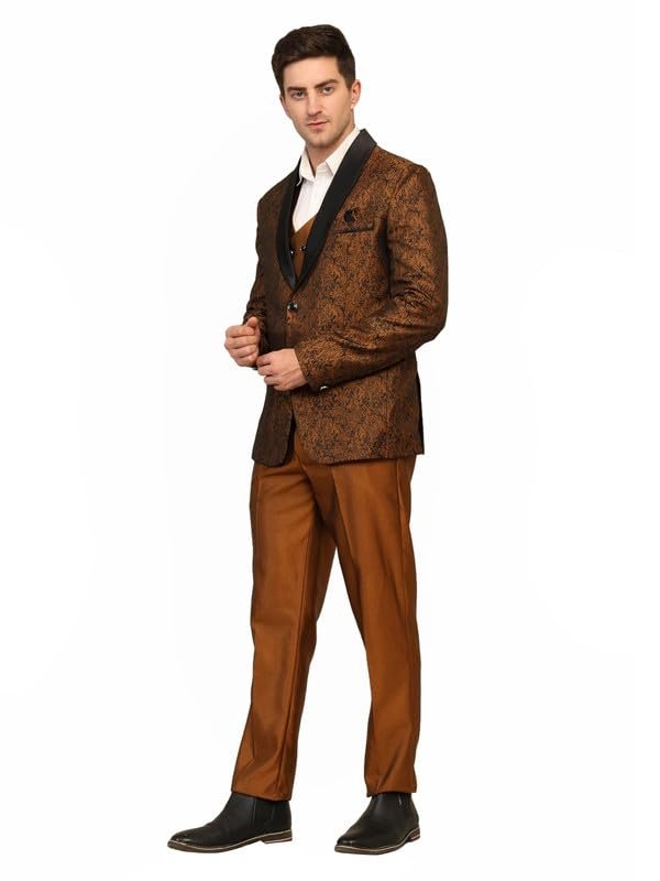 Three-Piece Suit Set for Men - Stylish Coat, Pant&Vest Combo-Perfect for Formal Events, Weddings&Business Meetings -Versatile&Premium Fabric for Comfort and Style_ Brown_38 - Image 7