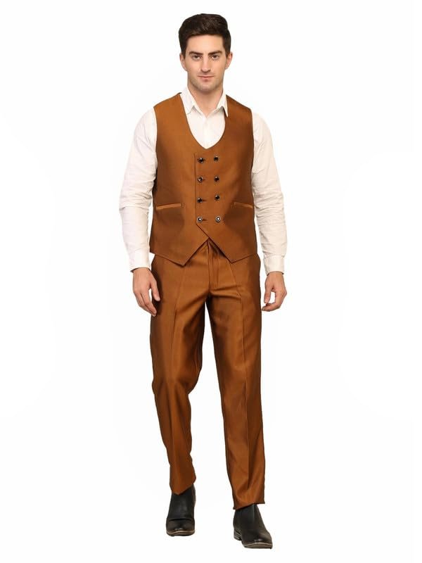 Three-Piece Suit Set for Men - Stylish Coat, Pant&Vest Combo-Perfect for Formal Events, Weddings&Business Meetings -Versatile&Premium Fabric for Comfort and Style_ Brown_38 - Image 3