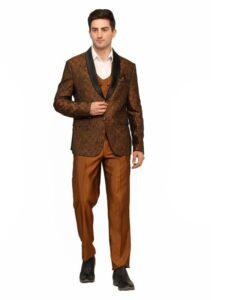 Three-Piece Suit Set for Men - Stylish Coat, Pant&Vest Combo-Perfect for Formal Events, Weddings&Business Meetings -Versatile&Premium Fabric for Comfort and Style_ Brown_38
