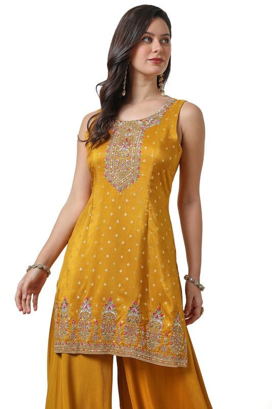 Soch Women’s Brocade Salwar Suit (OWA4CD21032A_Mustard