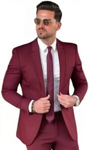 Men's Formal Maroon, Single Breasted Blazer, Business Casual Style (in, Numeric, 38, Maroon)