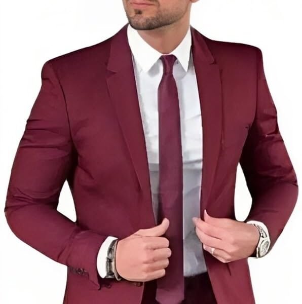 Men's Formal Maroon, Single Breasted Blazer, Business Casual Style (in, Numeric, 38, Maroon)