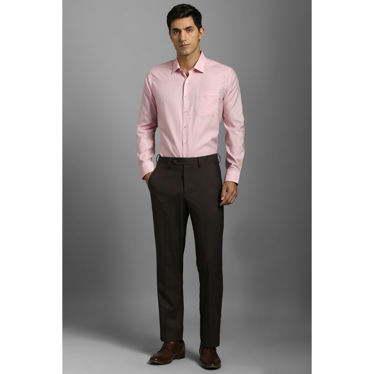 Louis Philippe Men Pink Textured Full Sleeves Formal Shirt