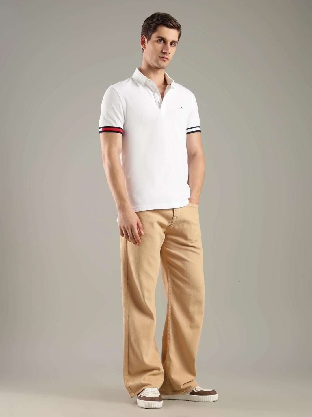 Solid Slim Fit Cotton Polo T-Shirt White