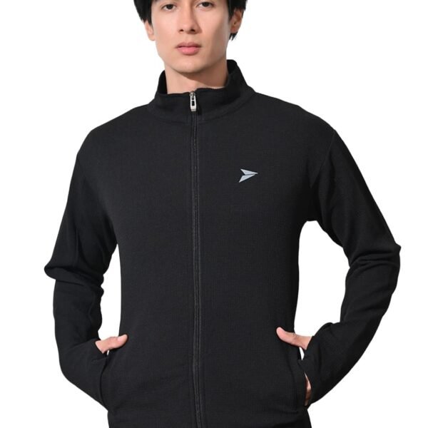 FITINC Sunscreen Jacket with Thumb Hole & Coolrush Technology - Polyester Jacket for Men, Black, Medium