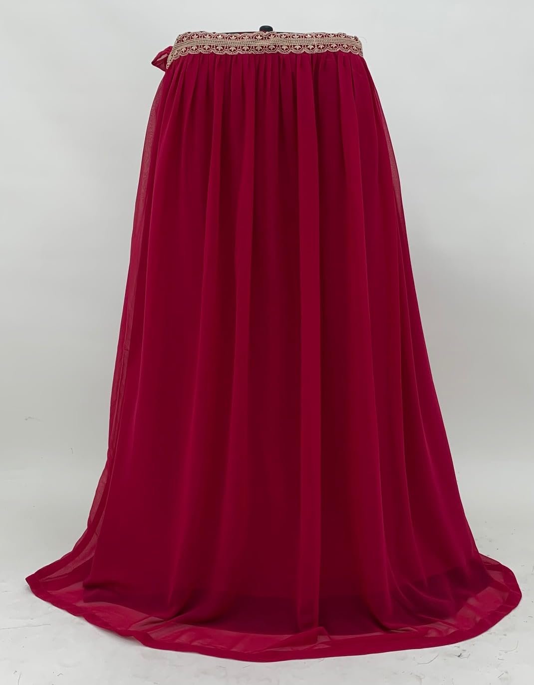 Miss Ethnik Women’s Pink Faux Georgette Stitched Top With Stitched Bottom and Dupatta Full Sleeve Embroidered Anarkali Lehenga (ME-1148-Pink-4XL)