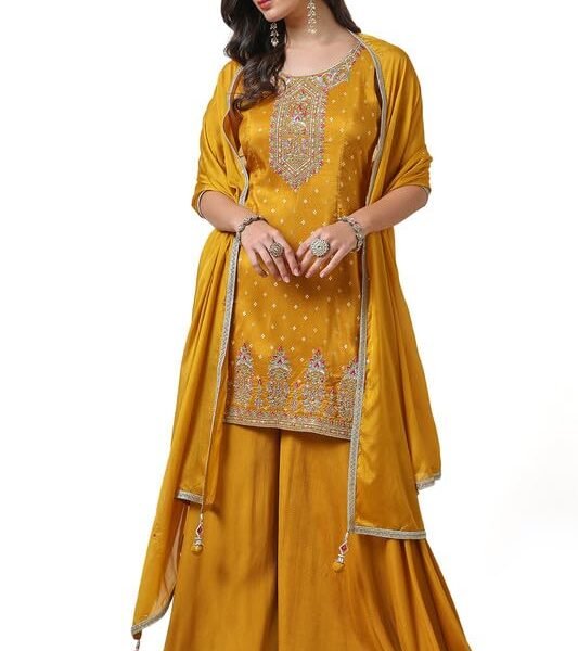 Soch Women's Brocade Salwar Suit (OWA4CD21032A_Mustard