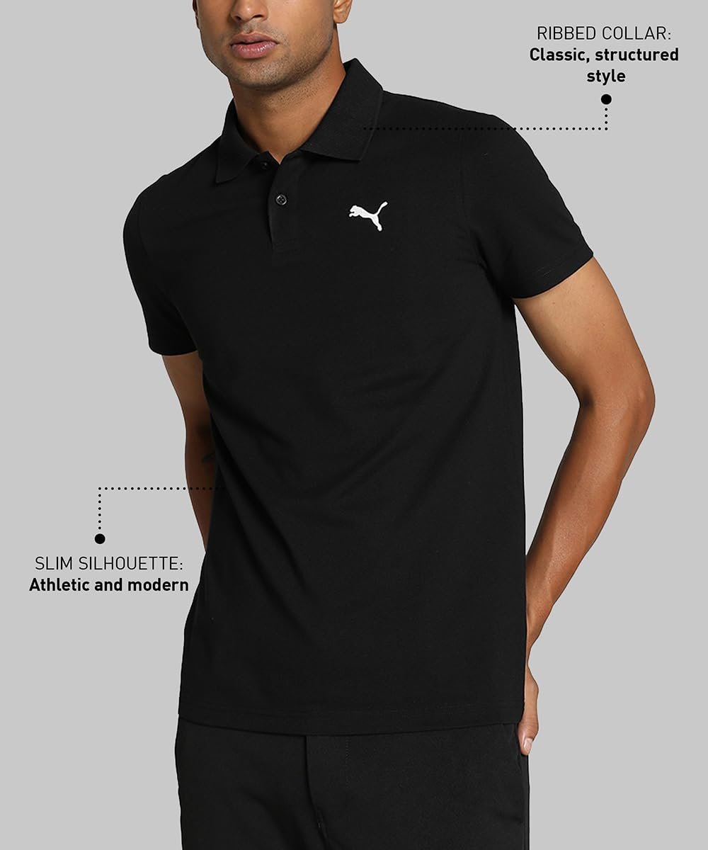 PUMA Men’s Cotton Solid Slim Fit T-Shirt (687093_Black_