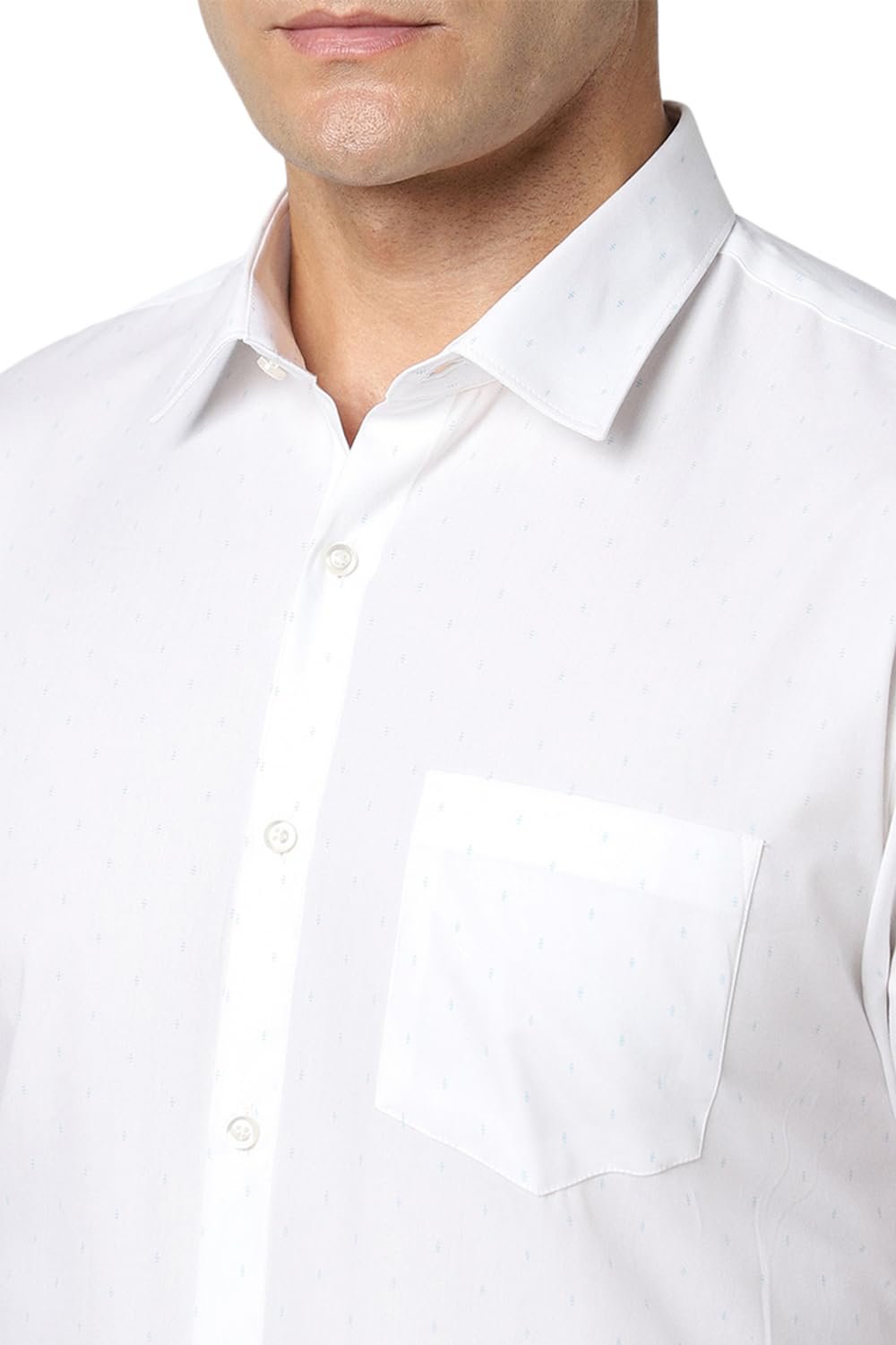 Peter England Men Cotton Slim Fit Small Ditsy Printed Full Sleeve Shirt White,44