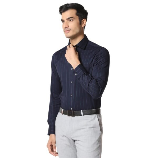 blackberrys Men Cherry Lacquer Luxe India Slim Fit Shirt | Rich Tone Solid Shirt with Full Sleeves, Structured Fit and Elegant Formal Appearance | Size 38, Color Blue