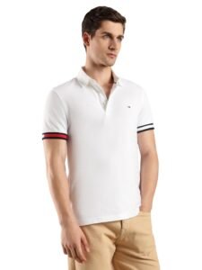Solid Slim Fit Cotton Polo T-Shirt White