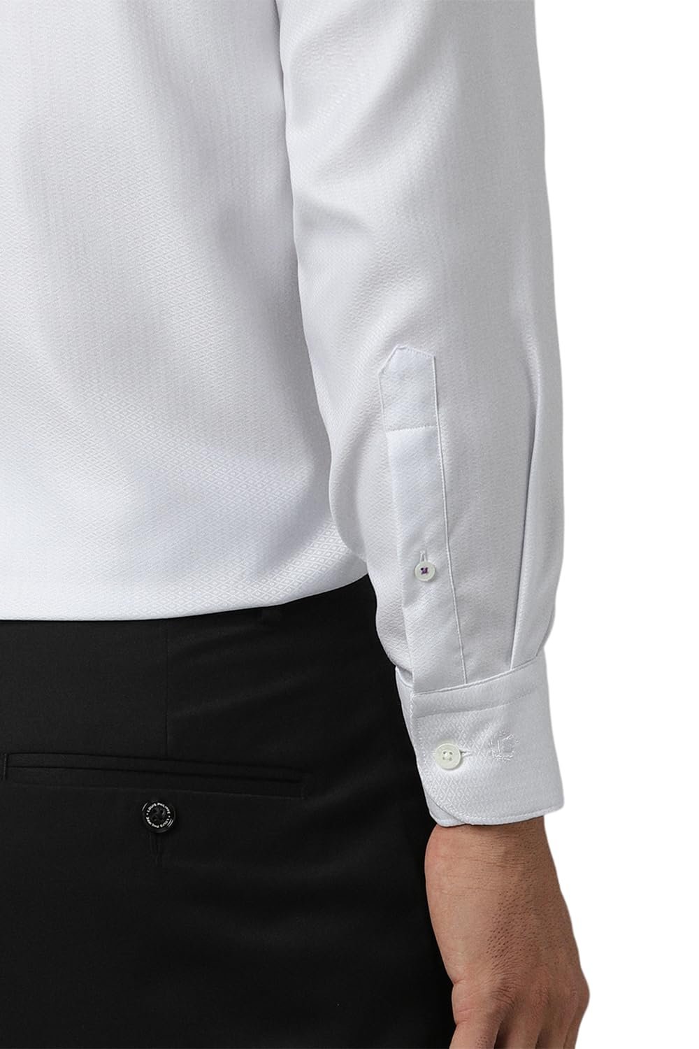 Louis Philippe Men White Classic Fit Textured Full Sleeves Formal Shirt