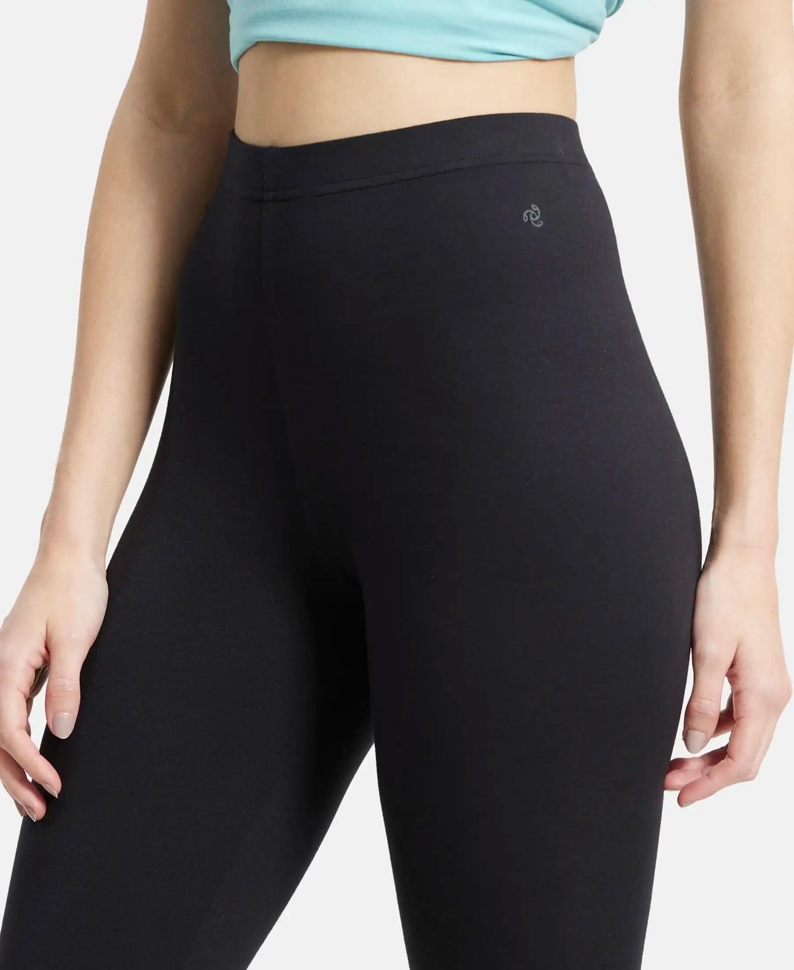 Jockey Women’s Slim Fit Cotton Blend Leggings with Concealed Elastic Band (AW87_Black_L_Black_L)