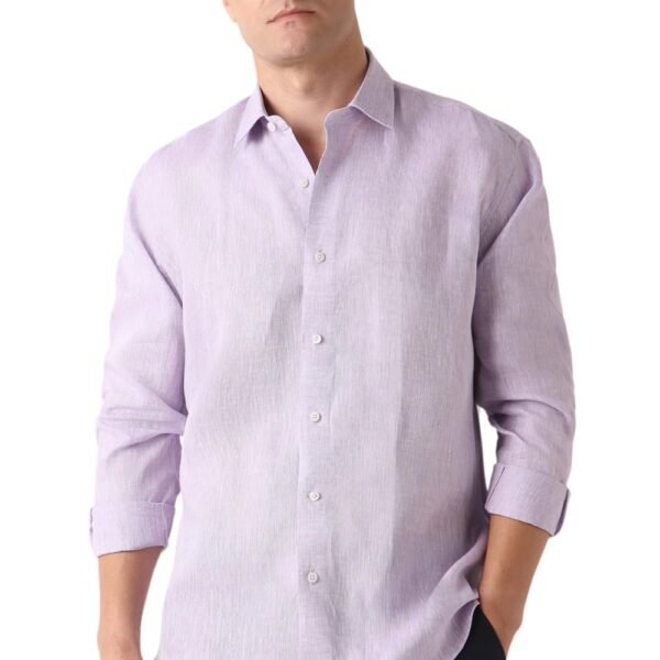 Louis Philippe Men Lilac Classic Fit Textured Full Sleeves Formal Shirt