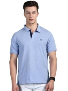 Men's Pack of 1 Oxford Blue Regular Fit Polo Neck Half Sleeve Solid Casual T-Shirt (Size : Large)_COZI_2121_OXBLU_L_1PC