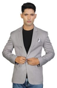 MINAAR CREATIONS Men's Slim Fit Party Blazer for Wedding & Business | Stylish Formal Coat for Office Wear & All Occasions – Single-Breasted Suit(Size-36) Grey