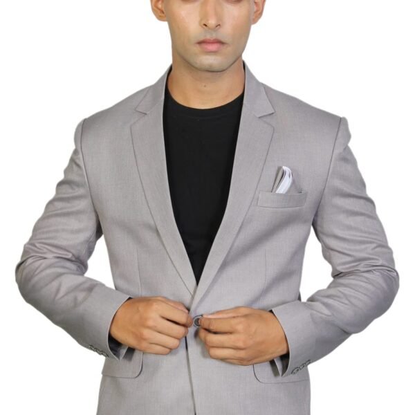 MINAAR CREATIONS Men's Slim Fit Party Blazer for Wedding & Business | Stylish Formal Coat for Office Wear & All Occasions – Single-Breasted Suit(Size-36) Grey
