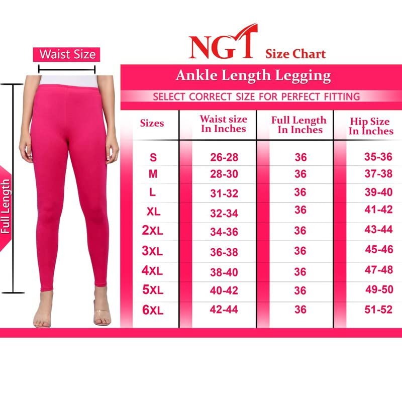 NGT Cotton Lycra Ankle Length Leggings for Women Combo (Set of 6)