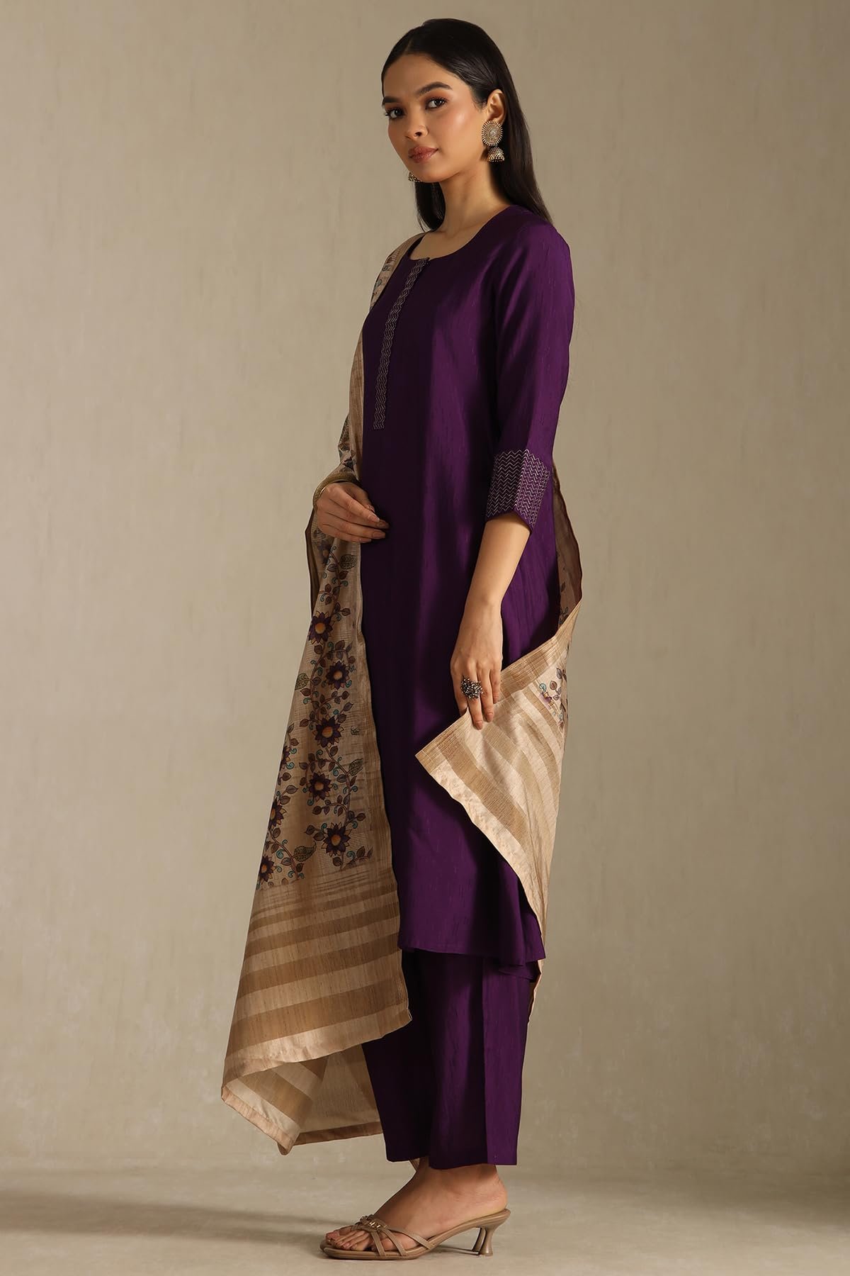 Soch Women's Silk Blend Salwar Suit Set (EWA5CD22260_Purple - Image 8