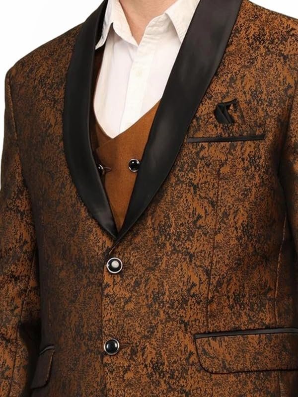 Three-Piece Suit Set for Men - Stylish Coat, Pant&Vest Combo-Perfect for Formal Events, Weddings&Business Meetings -Versatile&Premium Fabric for Comfort and Style_ Brown_38 - Image 6