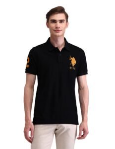 US Polo Ass. Mens Dark-Blue Printed Round Neck Half Sleeve Casual Cotton Regular 1665 T-Shirts (UDTSH2241_Dark-Blue_3XL)