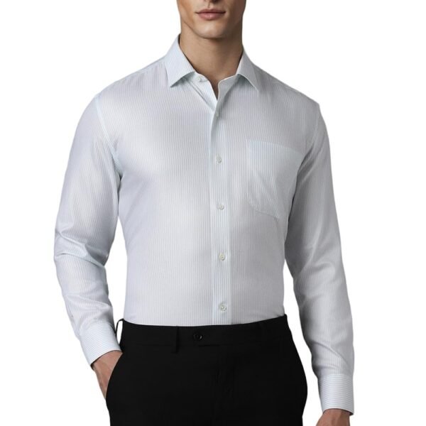 Louis Philippe Men Blue Classic Fit Stripe Full Sleeves Formal Shirt