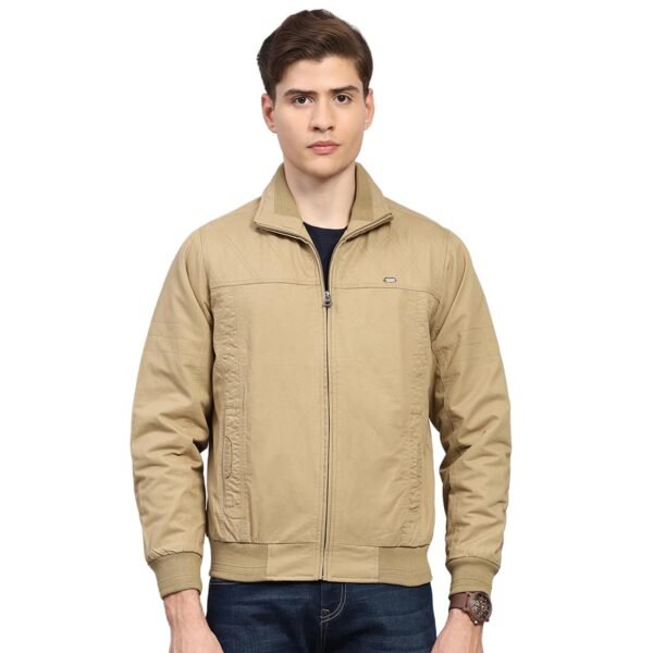 Monte Carlo Mens Regular Fit Solid Collar Neck Zipper Full Sleeves Winter Jacket| Warm Coat for Men | Stylish Zipper Jacket Khaki XL