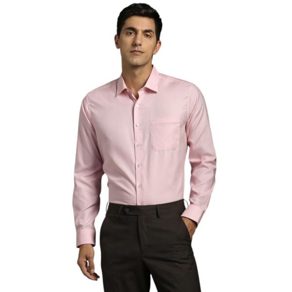 Louis Philippe Men Pink Textured Full Sleeves Formal Shirt