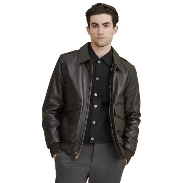 CHARMSHILP Men's Vikram Bomber Sheep Skin Leather Jacket (IN, Alpha, M, Regular, Black)