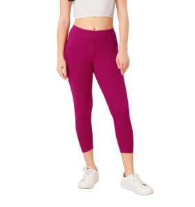 Women Tailored Cut & Classic Fit Stretchable Cotton Fabric Mid Rise Skinny Fit High Ankle Length/Cropped Length Leggings - Dark Pink, Size - XL