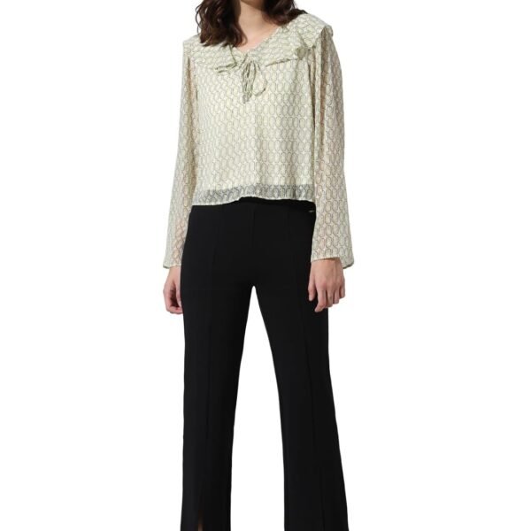 ONLY Women Printed Polyester Green Top