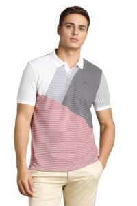 Men's Striped Slim Fit T-Shirt (LYKPSSLH438176_White
