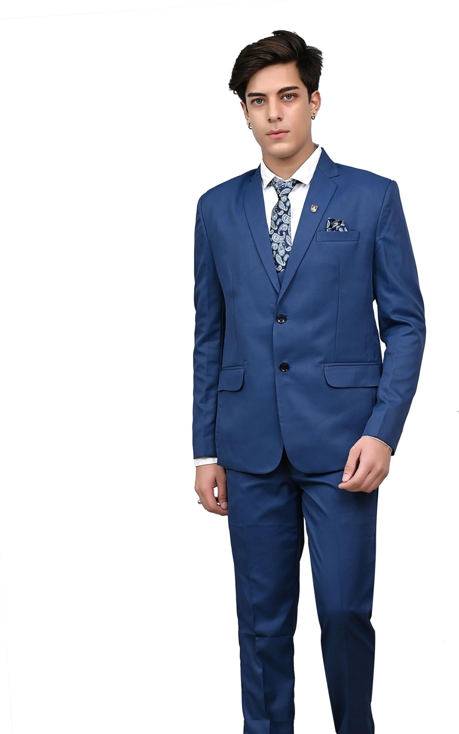 BLACKZED Suits for Men | 5 Piece Coat Suit for Men Formal | Coat Pant & Coat Set Blue