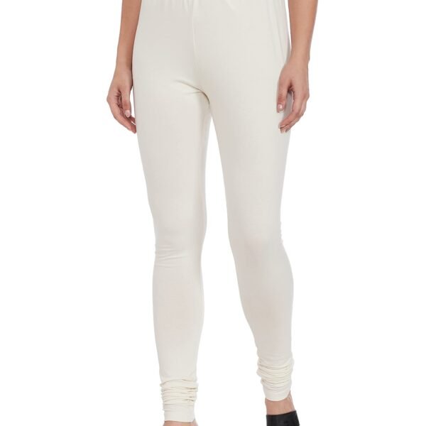 Max Women Regular Fit Solid Mid Rise Elasticated Churidar (NOOSKC21OW_Off White_XL)