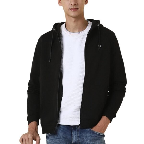 Allen Solly Men's Sweatshirt with Hoodie (ASSTQRGFT10876_BLACK_2XL)