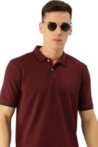 Men's Snug Fit Solid Polo T-Shirt with Coloured Collar Tipping| Cotton Rich| Premium Pique Weave Maroon
