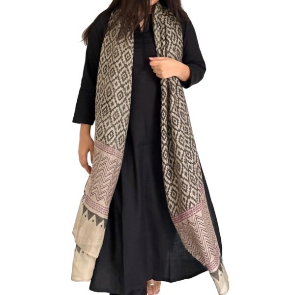 ANNI DESIGNER Women's Rayon Blend Straight Solid Kurta with Pant & Dupatta (Jamana Black_S_Black_Small)
