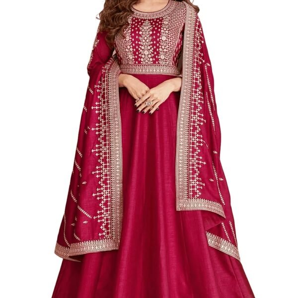 Girl's Fashion Hub's Pink Color Anarkali Gown with duaptta Set for Women || Ethnic Gown for Women (in, Alpha, M, Regular, Pink)