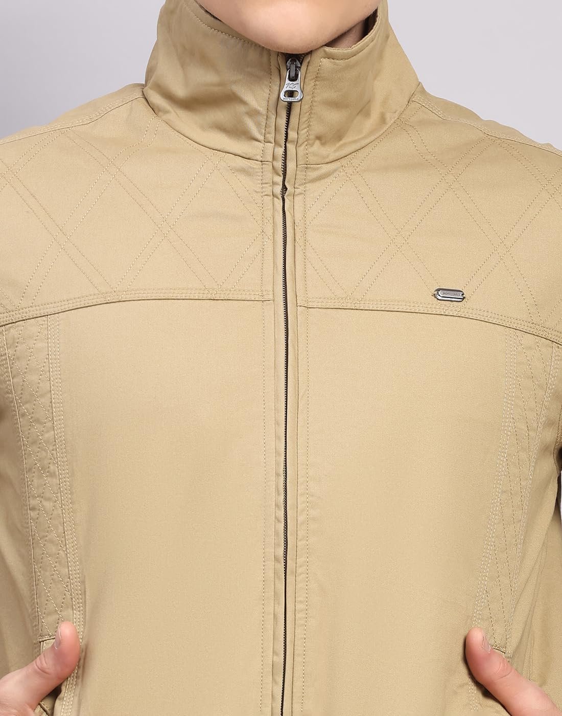 Monte Carlo Mens Regular Fit Solid Collar Neck Zipper Full Sleeves Winter Jacket| Warm Coat for Men | Stylish Zipper Jacket Khaki XL