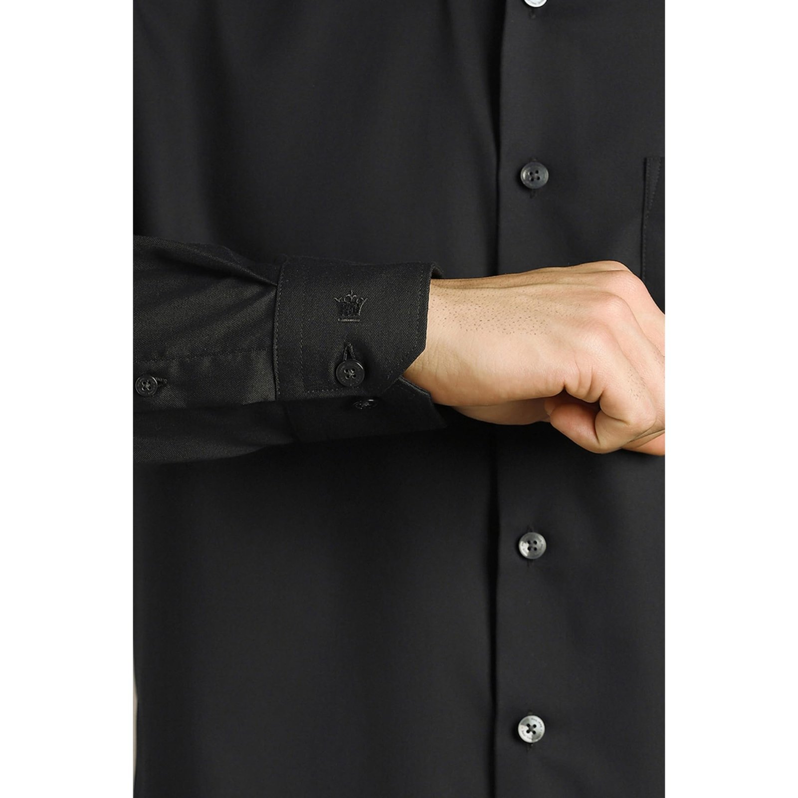 Louis Philippe Men Black Solid Full Sleeves Formal Shirt