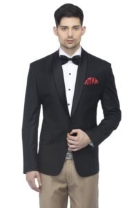 FAVOROSKI Designer Men's Slim Italian Fit Shawl Collar Tuxedo Suit Blazer, Black (FAVBL161131-BLACK-L)