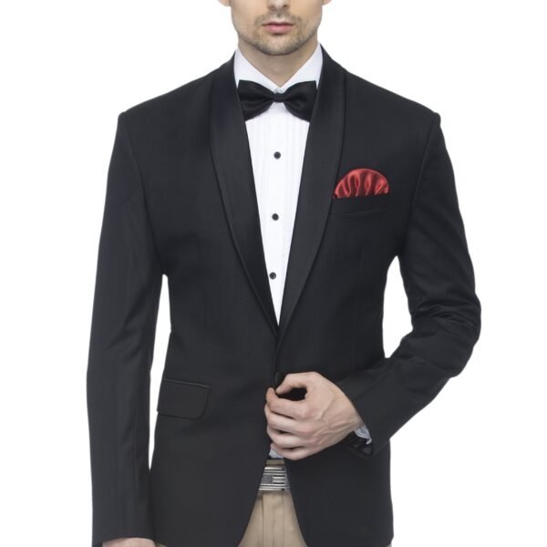 FAVOROSKI Designer Men's Slim Italian Fit Shawl Collar Tuxedo Suit Blazer, Black (FAVBL161131-BLACK-L)