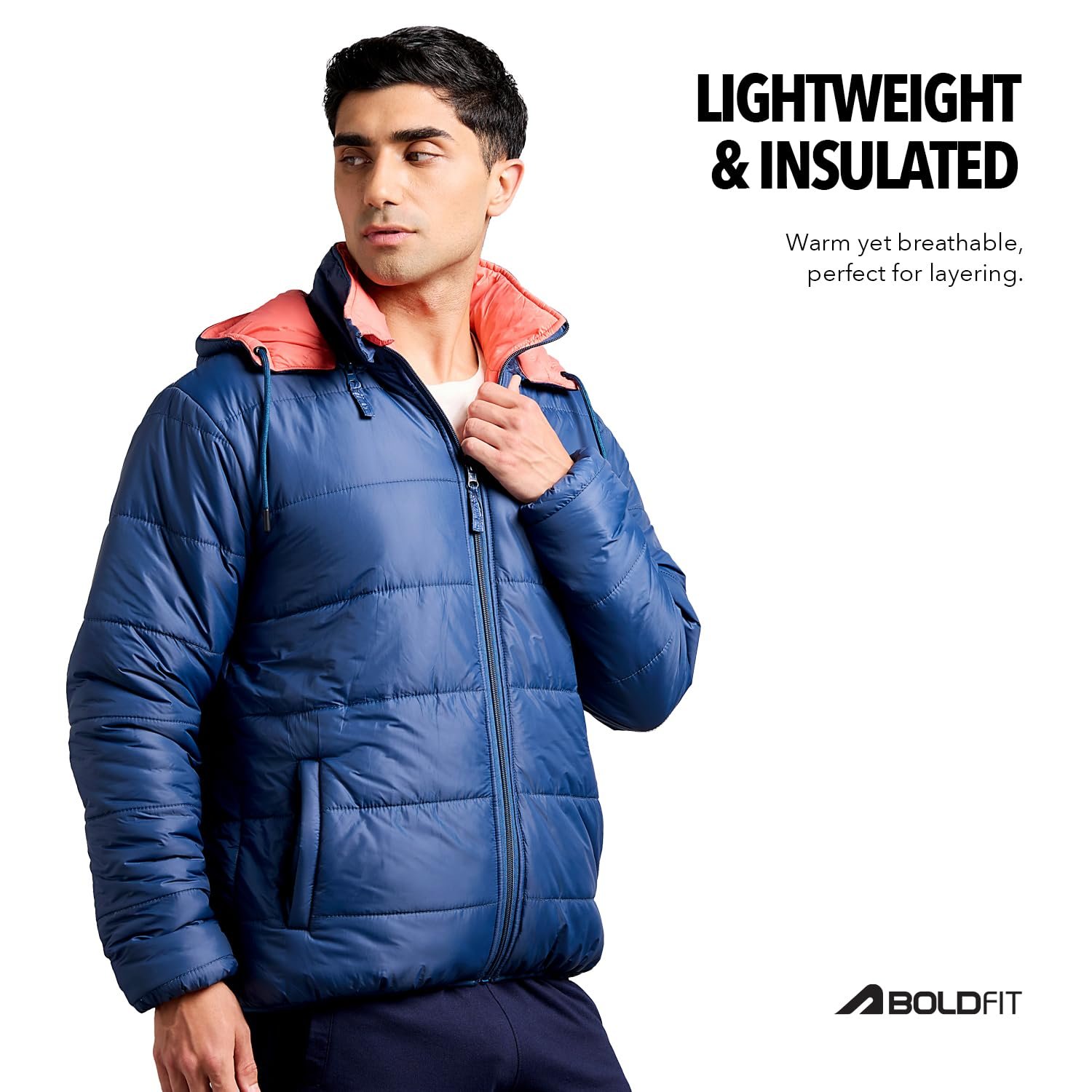 Boldfit Reversible Jacket For Men Winter Wear Nylon Winter Jacket For Men Minus degree Jackets from Minus 10 Degree Winter Wear for Men Double Sided Winter Jackets For Men Heavy Jackets BlueOrange M