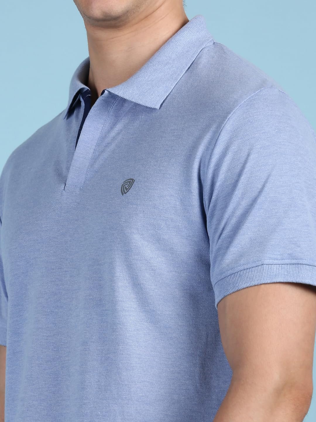 Lux Cozi Men’s Pack of 1 Oxford Blue Regular Fit Polo Neck Half Sleeve Solid Casual T-Shirt (Size : Large)_COZI_2121_OXBLU_L_1PC