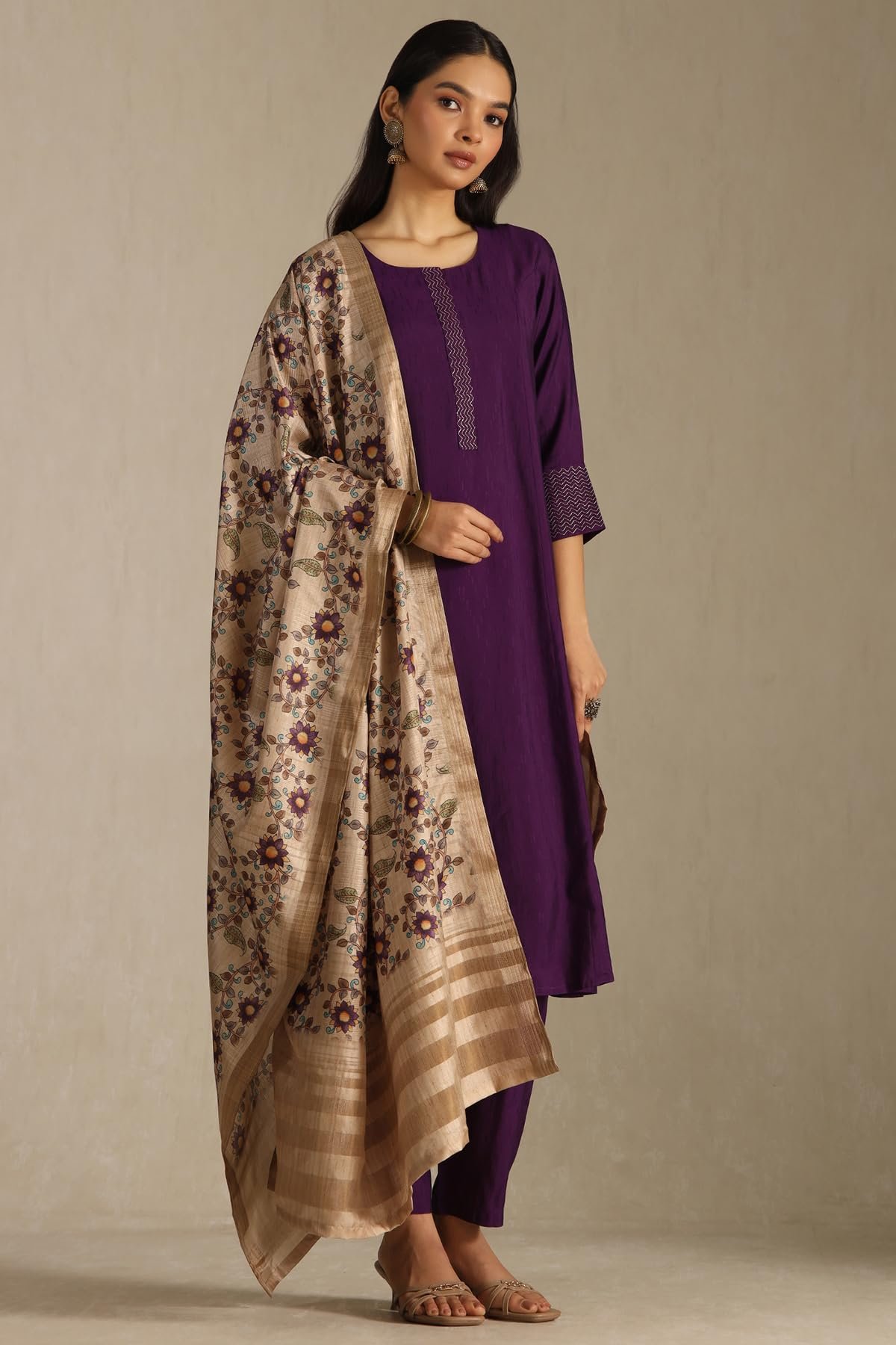 Soch Women's Silk Blend Salwar Suit Set (EWA5CD22260_Purple - Image 7