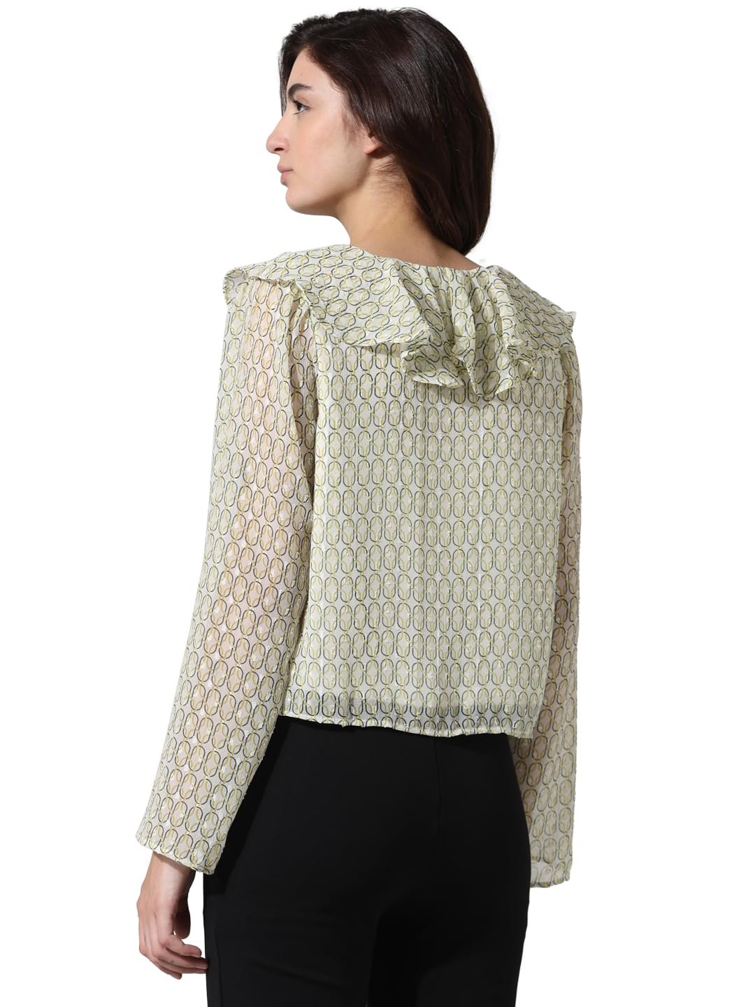 ONLY Women Printed Polyester Green Top