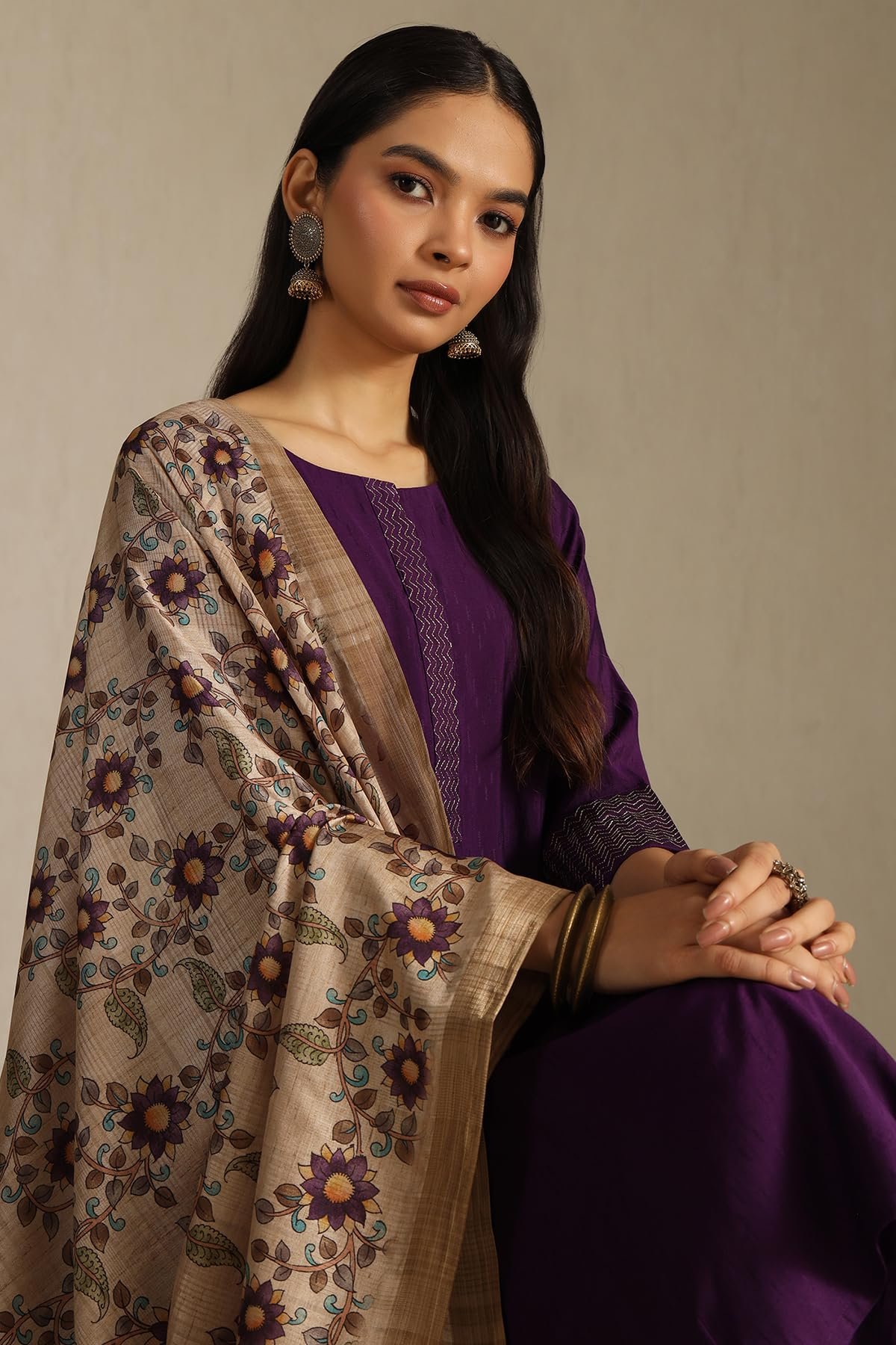 Soch Women's Silk Blend Salwar Suit Set (EWA5CD22260_Purple - Image 5