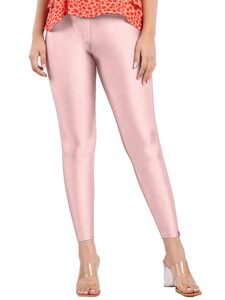 Shimmer Ankle Skinny Mid Rise Leggings For Women Rose Gold,3XL