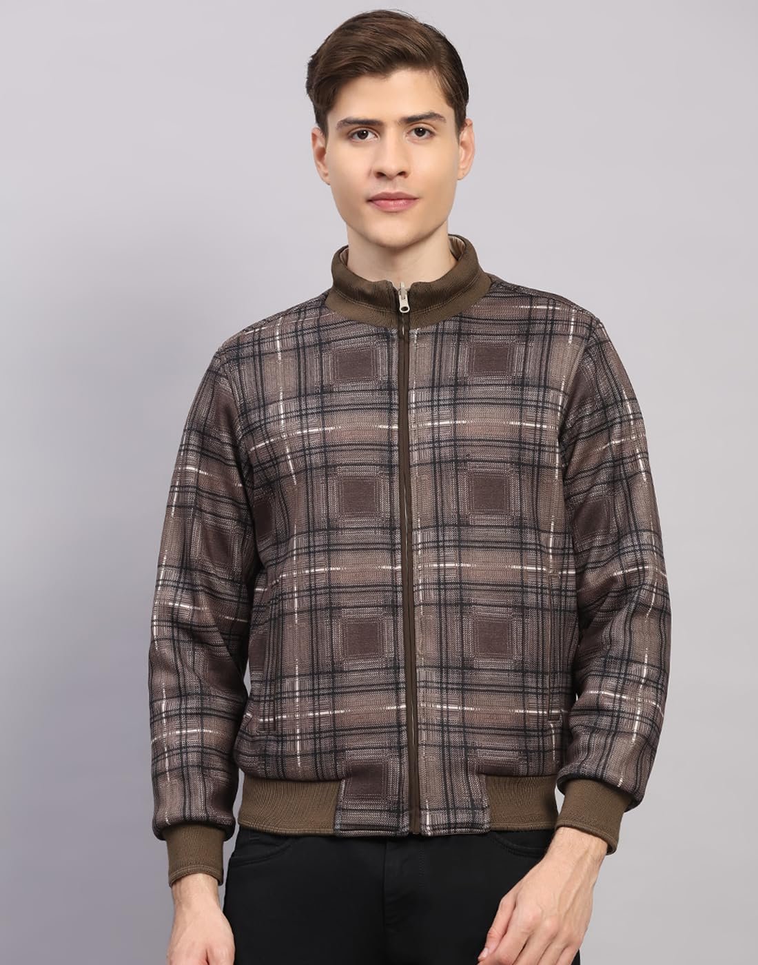 Monte Carlo Mens Regular Fit Solid Collar Neck Zipper Reversible Full Sleeves Winter Jacket| Warm Coat for Men | Stylish Zipper Jacket Beige XL